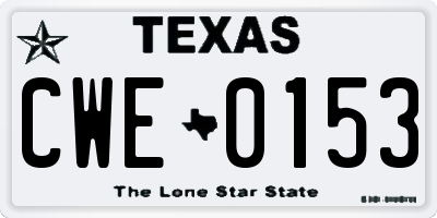 TX license plate CWE0153