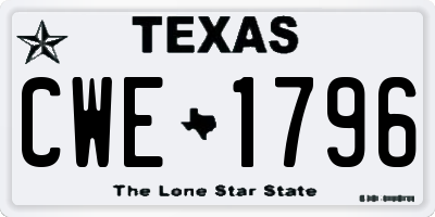 TX license plate CWE1796
