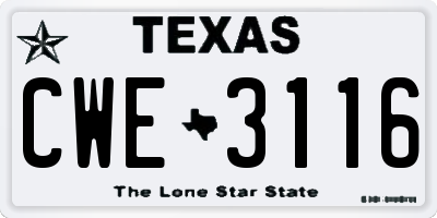 TX license plate CWE3116