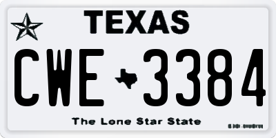 TX license plate CWE3384