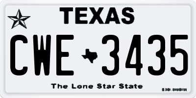 TX license plate CWE3435