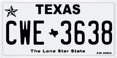 TX license plate CWE3638
