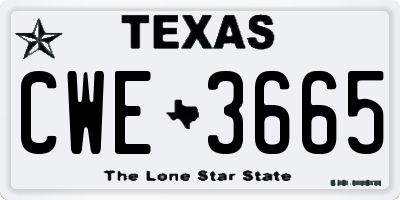TX license plate CWE3665