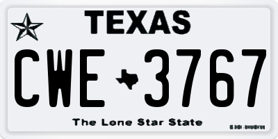 TX license plate CWE3767