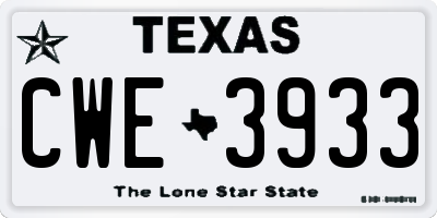 TX license plate CWE3933