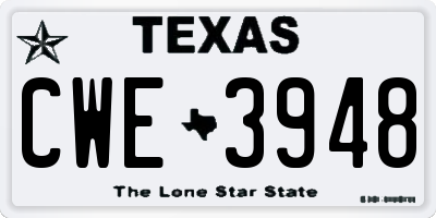 TX license plate CWE3948