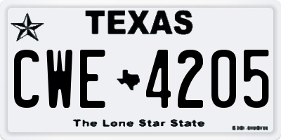 TX license plate CWE4205