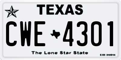 TX license plate CWE4301