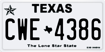 TX license plate CWE4386