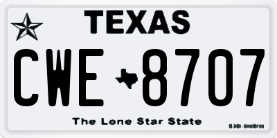 TX license plate CWE8707