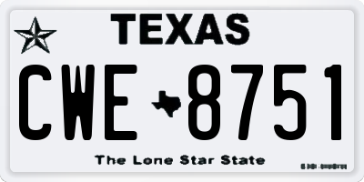 TX license plate CWE8751