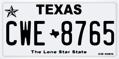 TX license plate CWE8765