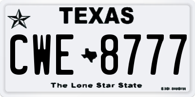 TX license plate CWE8777