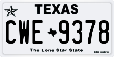 TX license plate CWE9378