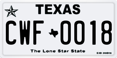 TX license plate CWF0018