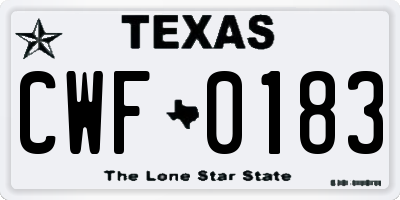 TX license plate CWF0183
