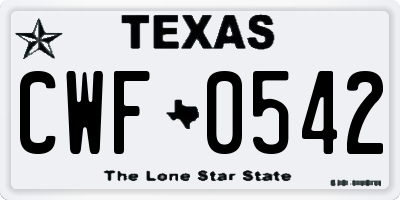 TX license plate CWF0542