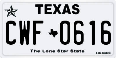 TX license plate CWF0616