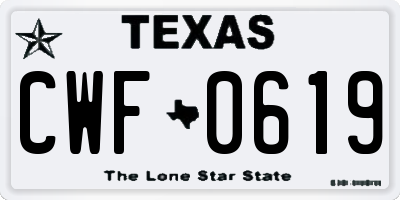 TX license plate CWF0619