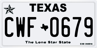 TX license plate CWF0679