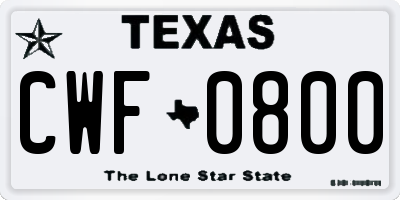 TX license plate CWF0800