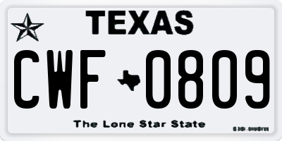 TX license plate CWF0809