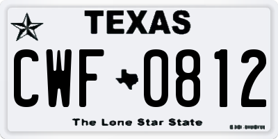 TX license plate CWF0812