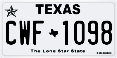 TX license plate CWF1098