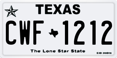 TX license plate CWF1212