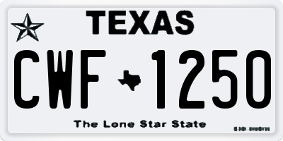 TX license plate CWF1250