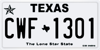 TX license plate CWF1301