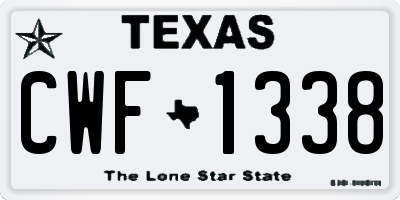 TX license plate CWF1338