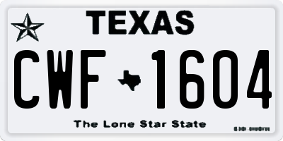 TX license plate CWF1604