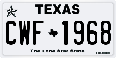 TX license plate CWF1968