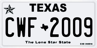 TX license plate CWF2009