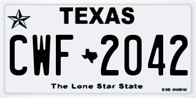 TX license plate CWF2042