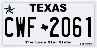 TX license plate CWF2061