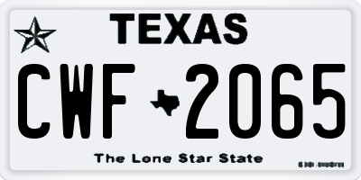 TX license plate CWF2065