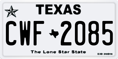 TX license plate CWF2085