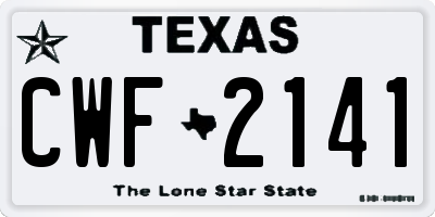 TX license plate CWF2141