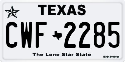 TX license plate CWF2285
