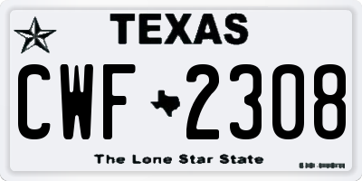 TX license plate CWF2308
