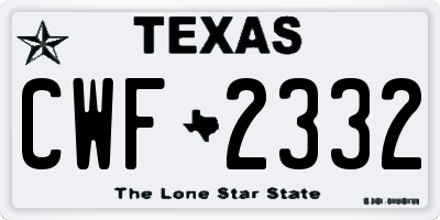 TX license plate CWF2332