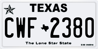 TX license plate CWF2380