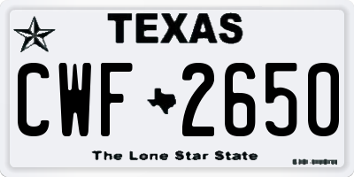 TX license plate CWF2650