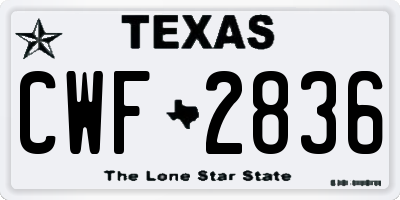 TX license plate CWF2836