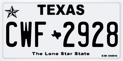 TX license plate CWF2928