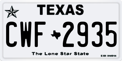 TX license plate CWF2935