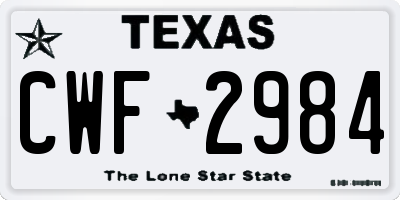 TX license plate CWF2984