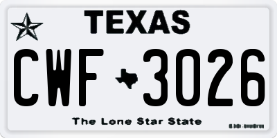 TX license plate CWF3026
